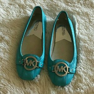 Michael Kors Turquoise Leather Fulton Flats